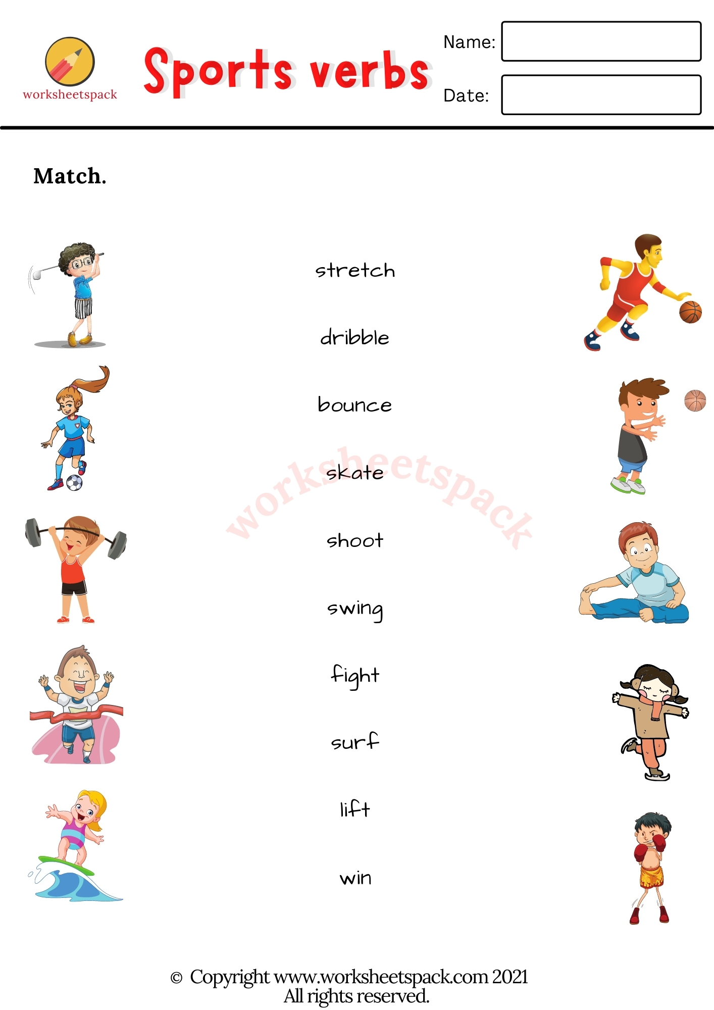 Sports Verbs Vocabulary Worksheets Worksheetspack