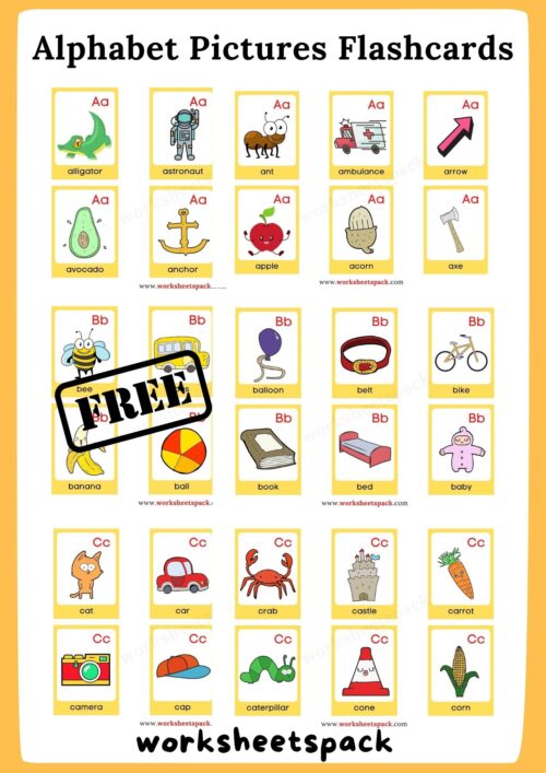 Alphabet Letters With Pictures Flashcards Pdf Worksheetspack
