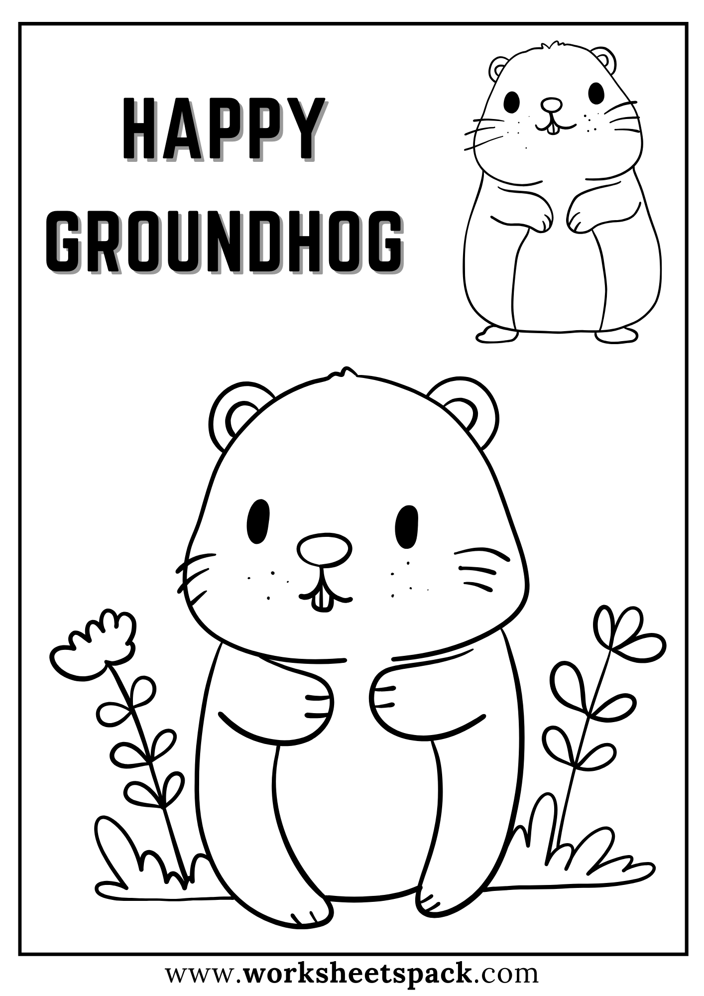 Happy Groundhog Day Coloring Pages Free Printable PDF Worksheetspack