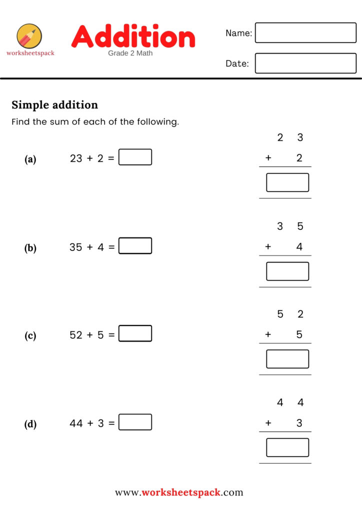 Single digit addition (Grade 2 Math)