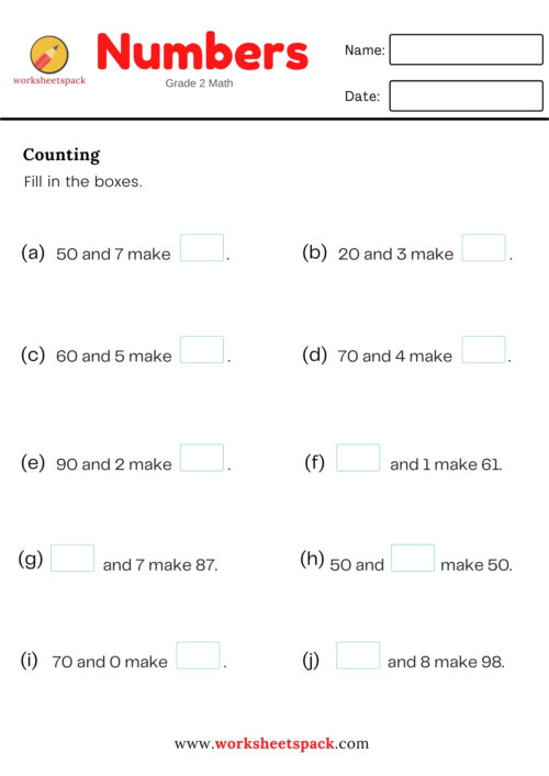 2ND GRADE COUNTING NUMBERS WORKSHEETS - worksheetspack