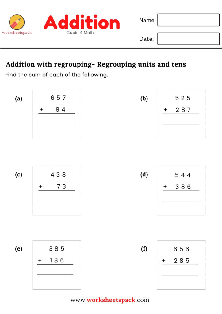 3 DIGIT ADDITION (REGROUPING UNITS AND TENS)