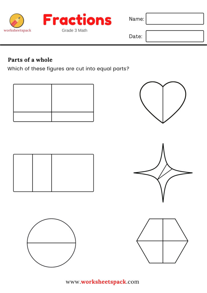 3rd Grade Math Equal Parts Worksheets
