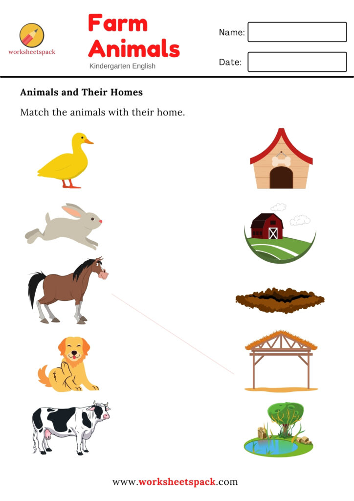 ANIMALS AND THEIR HOMES WORKSHEET