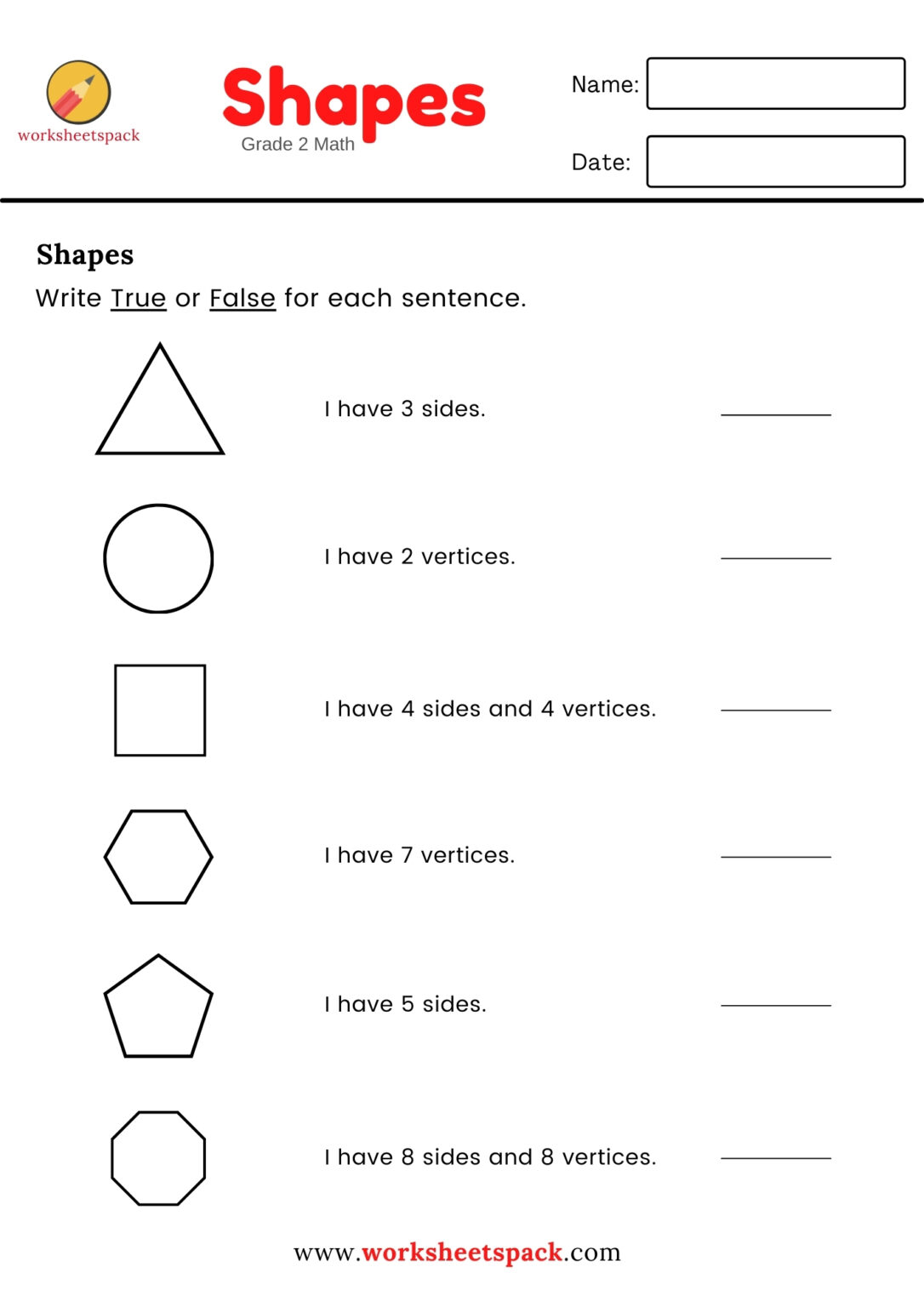 shapes activity grade 2