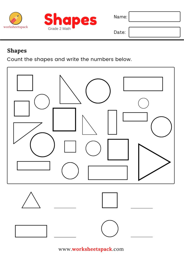 COUNT THE SHAPES (GRADE 2 PRINTABLE)