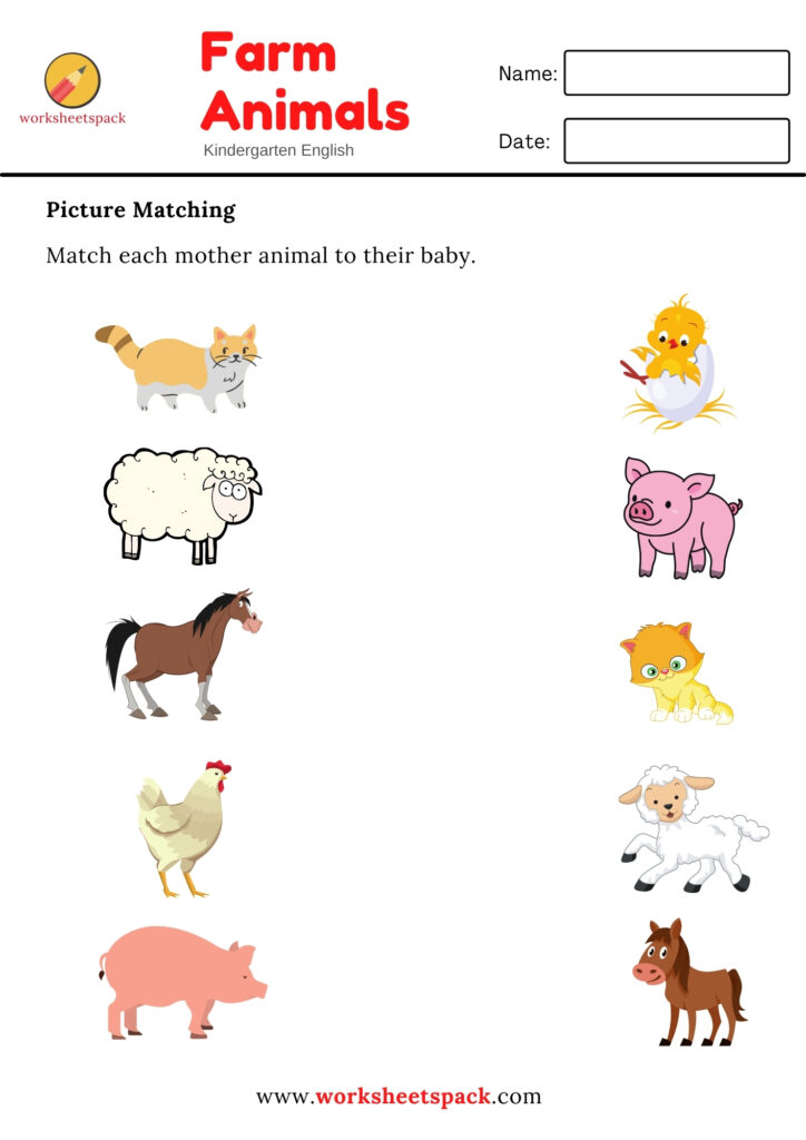 Farm Animals and Their Babies Worksheets