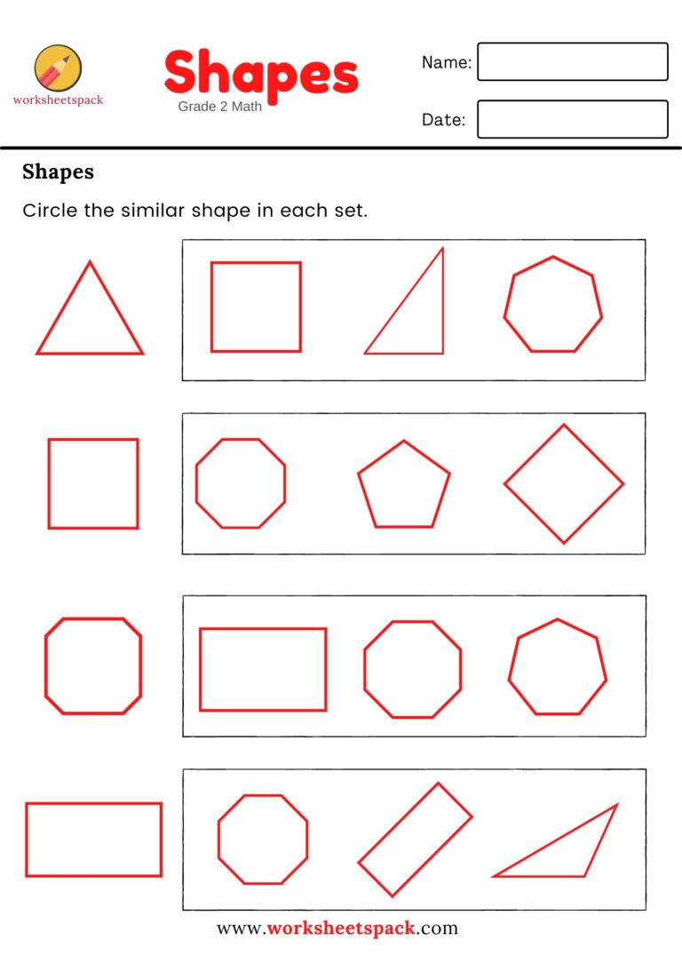 2D Shapes Printable Worksheet - worksheetspack