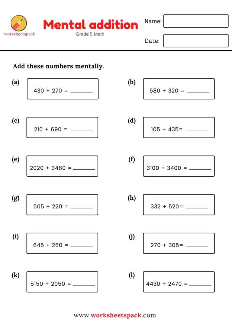GRADE 5 MENTAL MATH MULTIPLICATION WORKSHEETS - worksheetspack