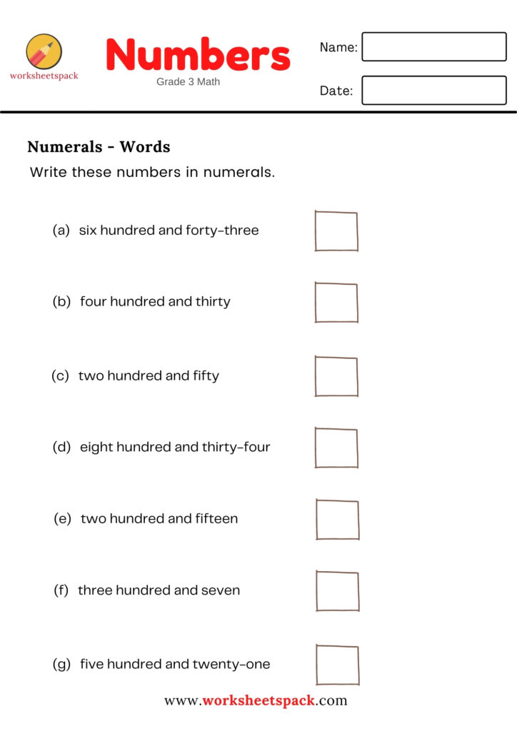 NUMBERS-TO-WORDS-WORKSHEETS-FOR GRADE 3
