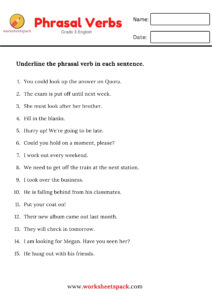 PHRASAL VERBS WORKSHEET