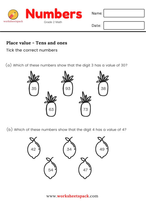 place value of 2 digit numbers grade 1