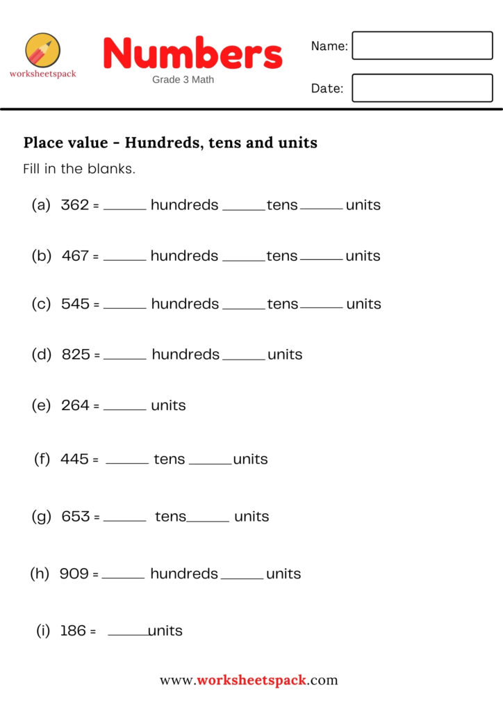 PLACE VALUE FREE WORKSHEETS