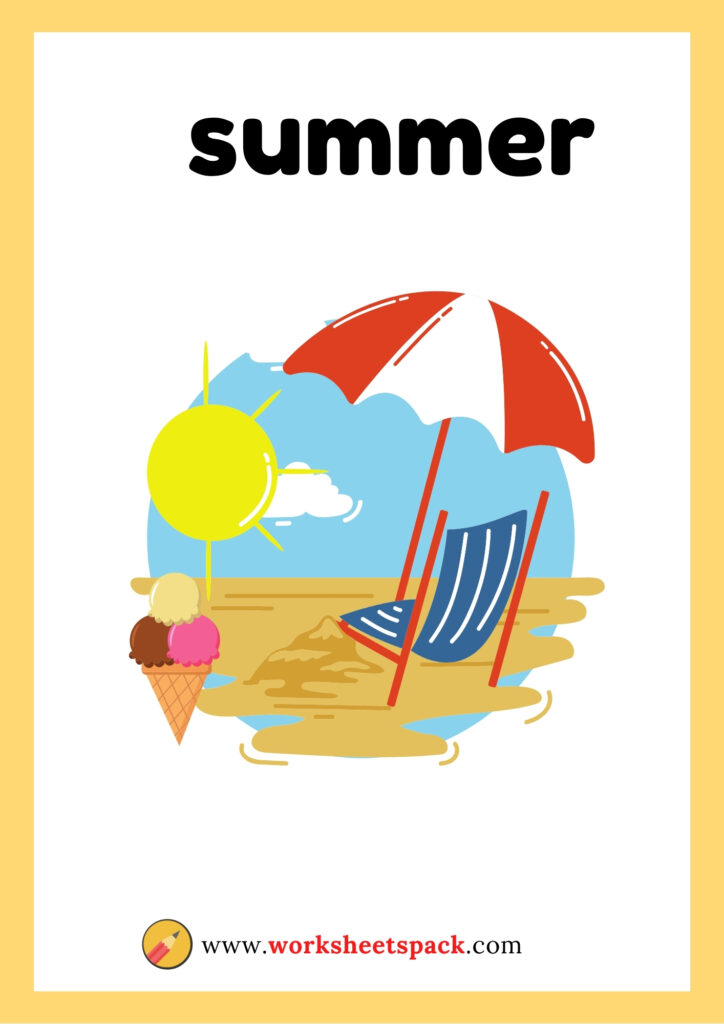 Summer Flashcards Printable, Aistear Themes