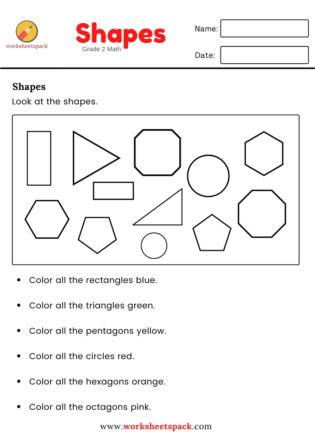 Sides And Vertices Worksheet Grade 2 Math Worksheetspack