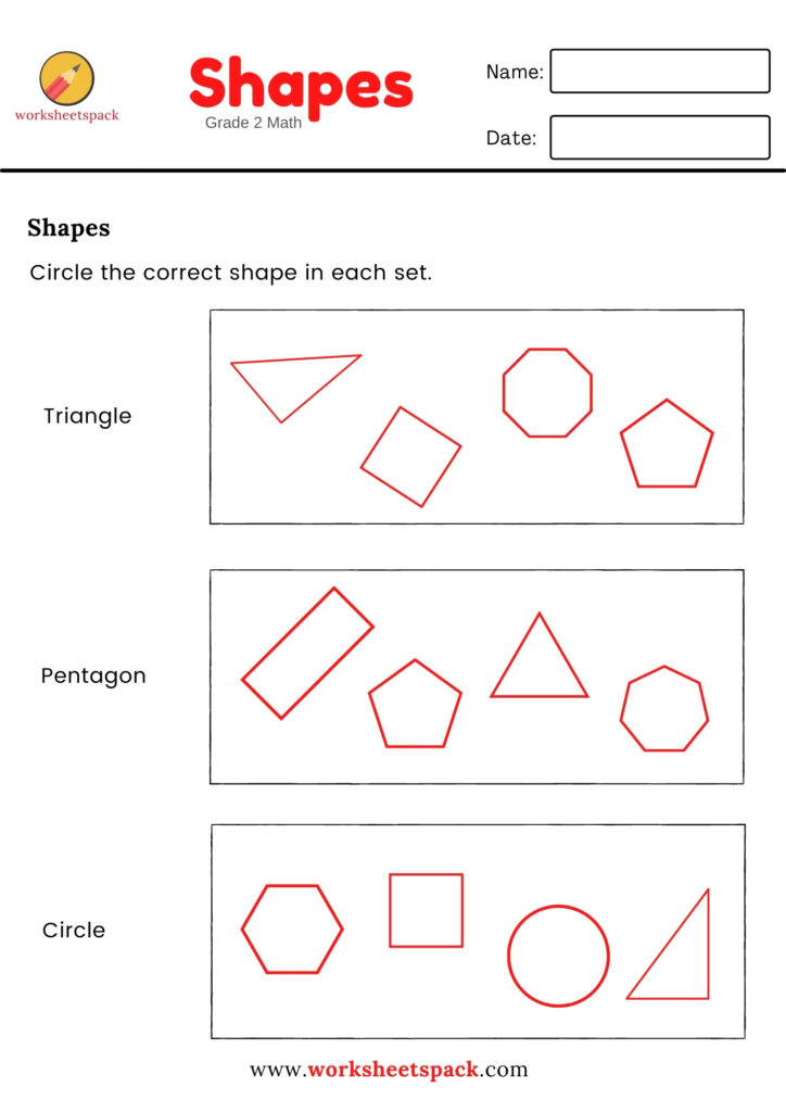 Shapes worksheets for second grade