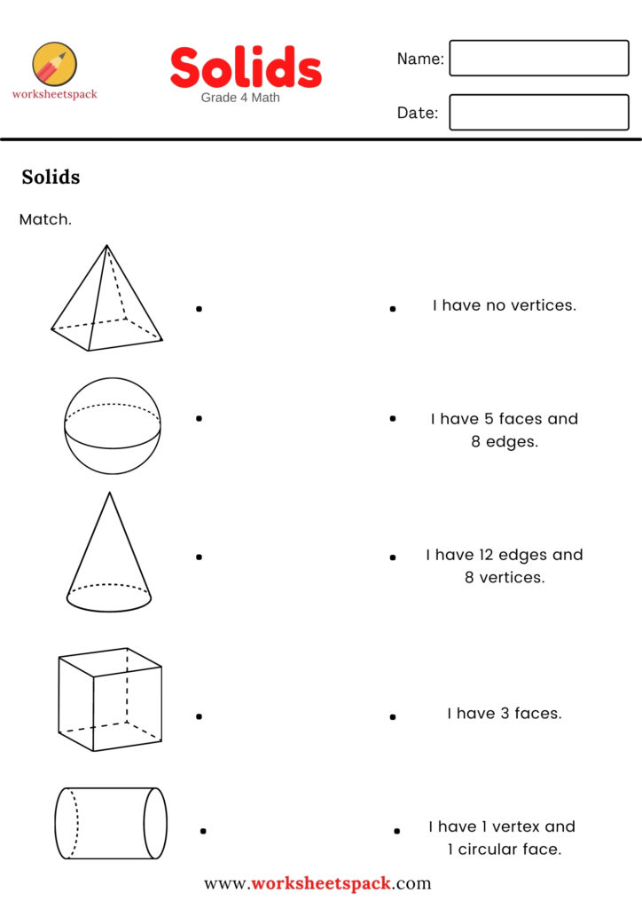 Solids Worksheet Grade 4 Math
