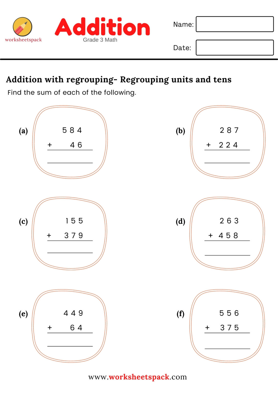 MENTAL MATH ADDITION 3RD GRADE - worksheetspack