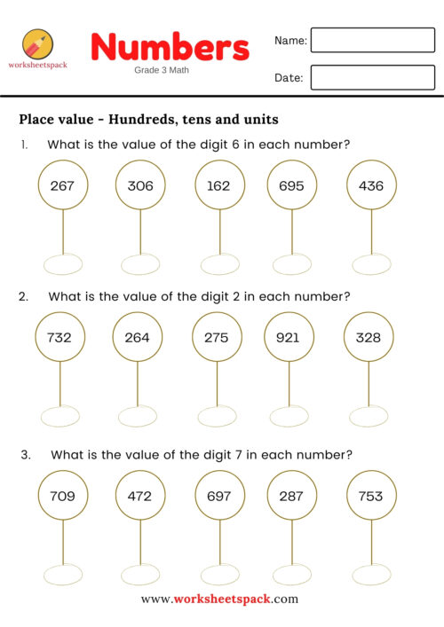 the value of a digit worksheet