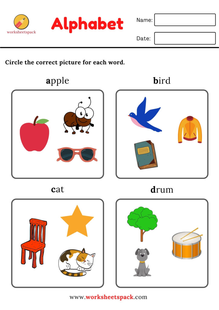 A TO Z WORD RECOGNITION WORKSHEETS