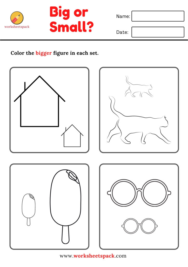 Big and Small Worksheets  Preschool worksheets, Preschool