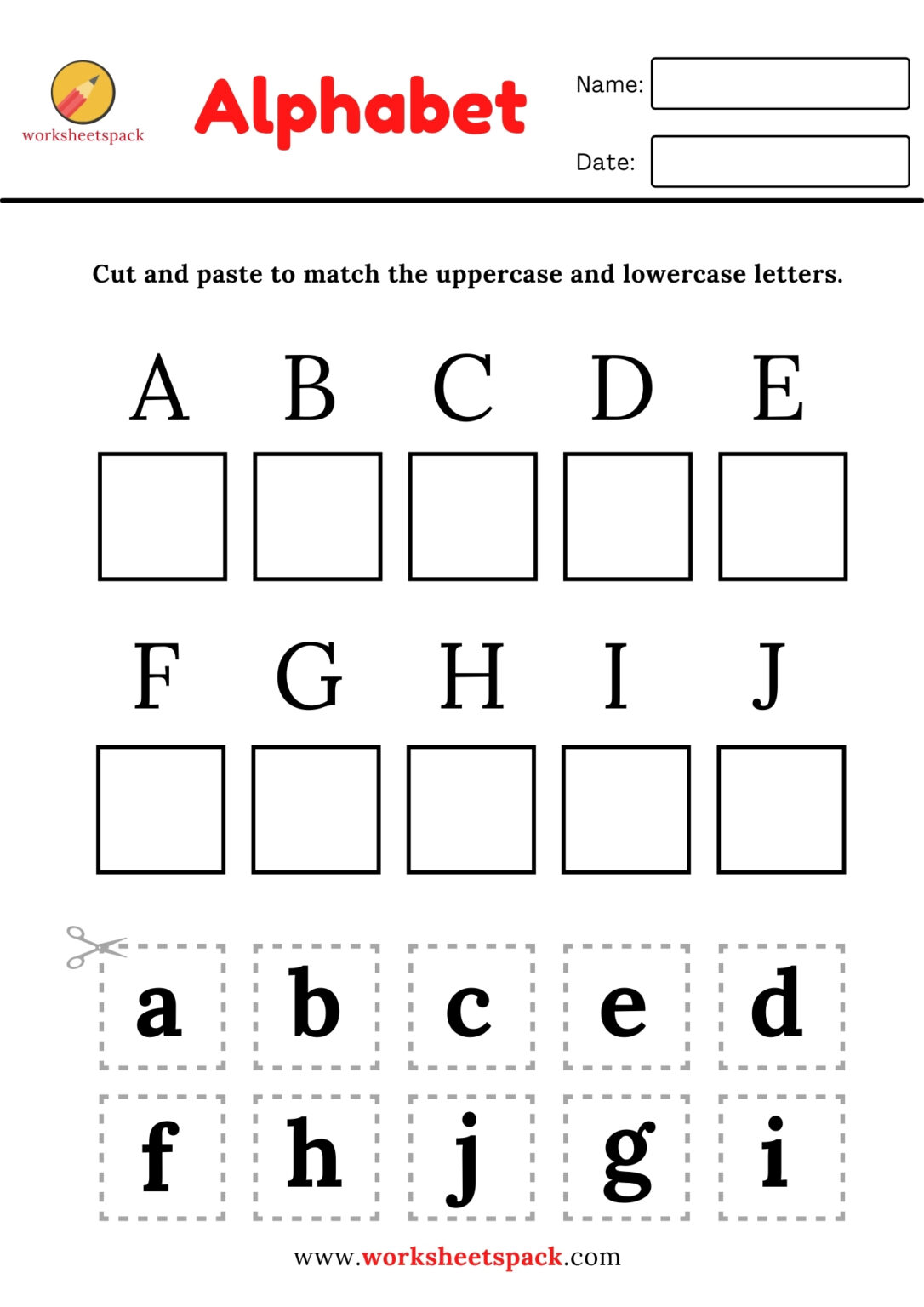 Free Color Words Matching Worksheets with Squares PDF for Kindergarten ...