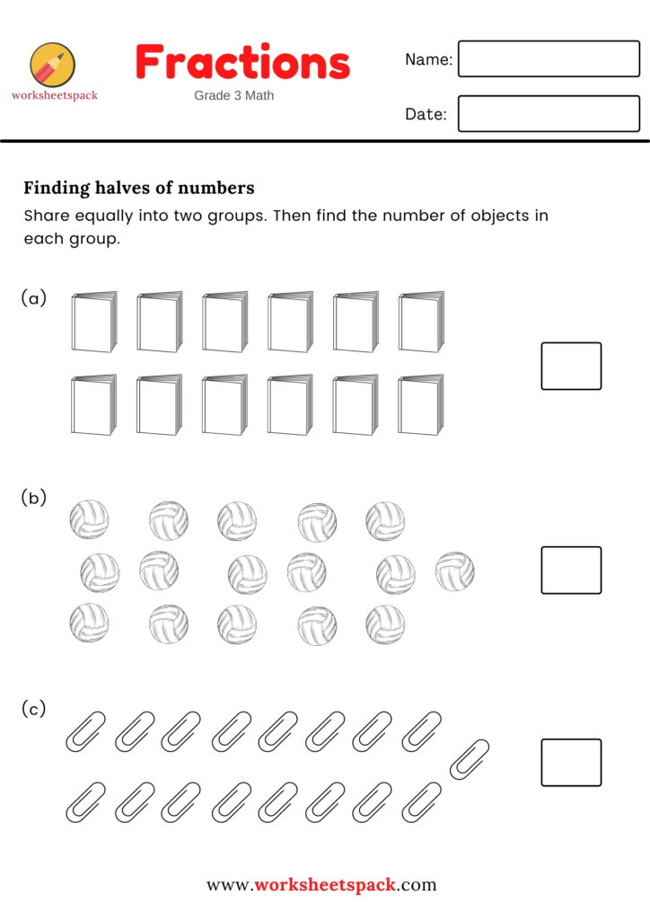 FINDING HALVES OF NUMBERS (GRADE 3)