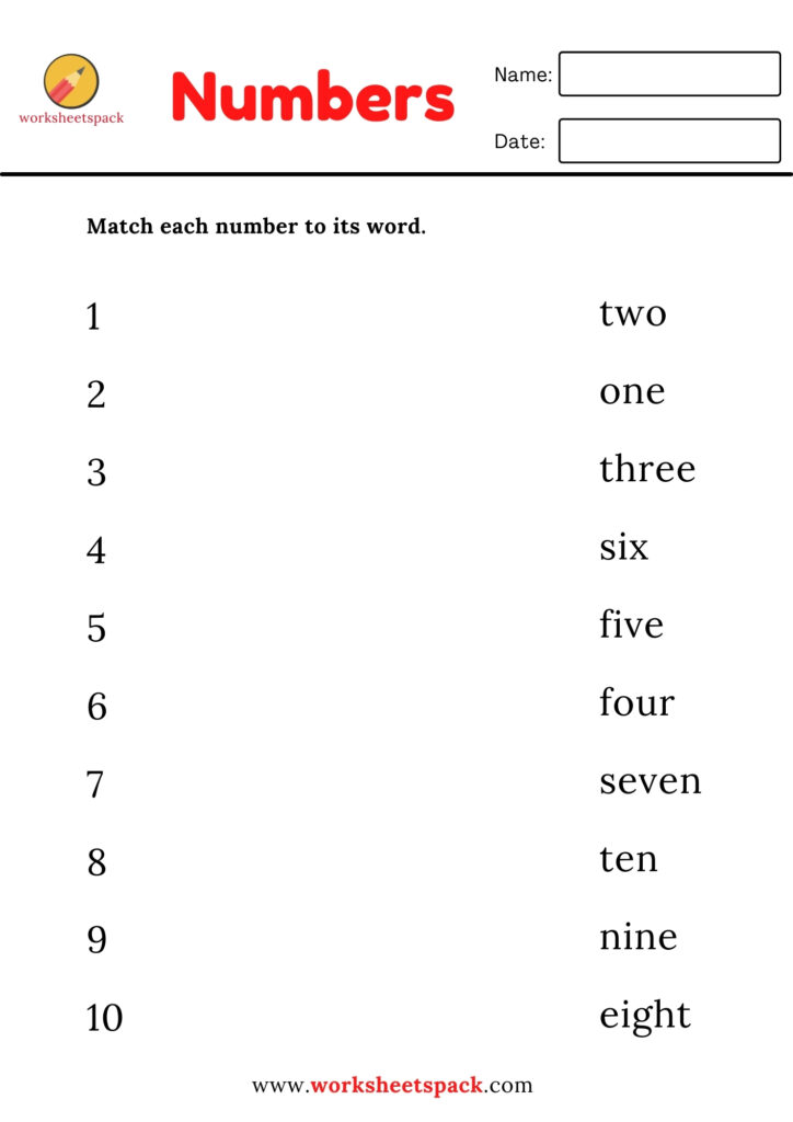 Free Matching Numbers Worksheets Worksheetspack