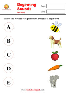 Identify beginning sounds worksheets lowercase letters - worksheetspack