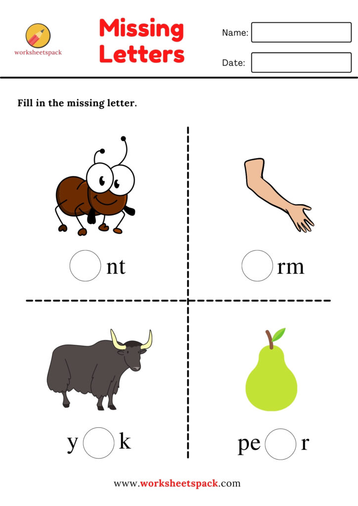 FILL IN THE MISSING LETTERS WORKSHEETS