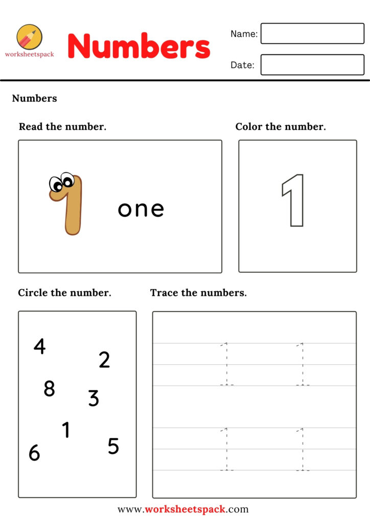 NUMBERS WORKSHEETS FOR KIDS (1 TO 10)