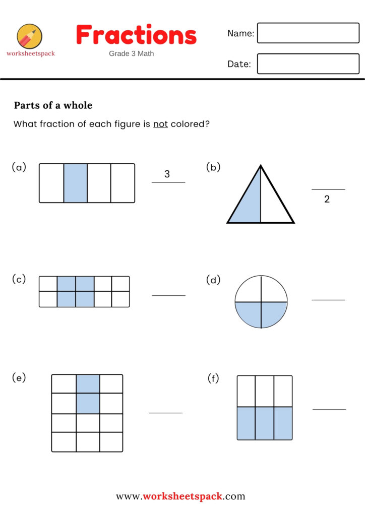 SIMPLE FRACTIONS FREE WORKSHEETS