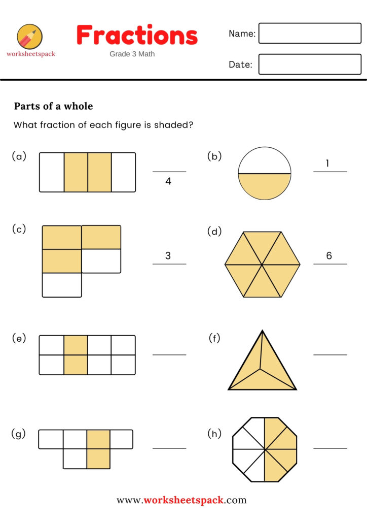 SIMPLE FRACTIONS WORKSHEETS