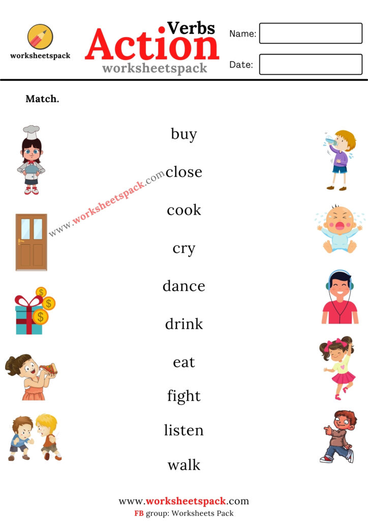 Action Verbs Worksheets Esl