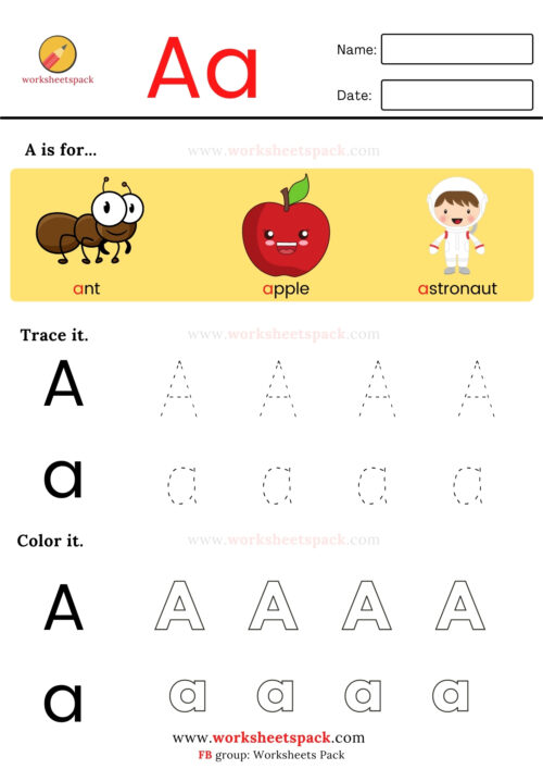 Alphabet tracing and coloring worksheets - worksheetspack
