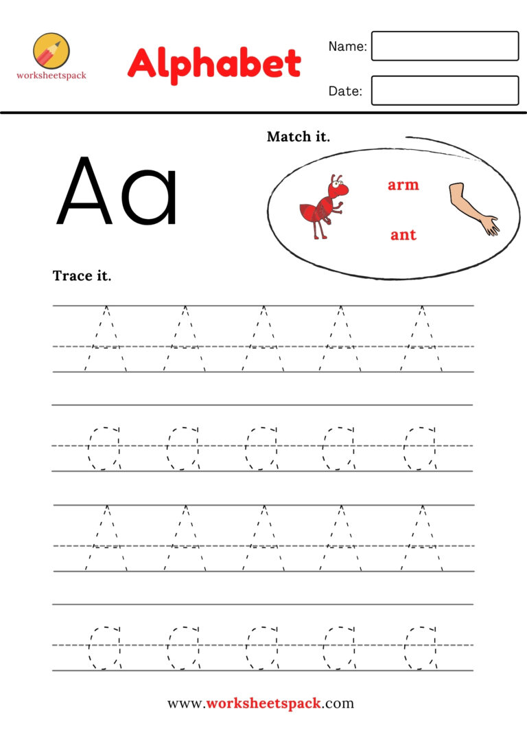 Free Alphabet Spelling Worksheet Letter A Words for Kindergarten ...