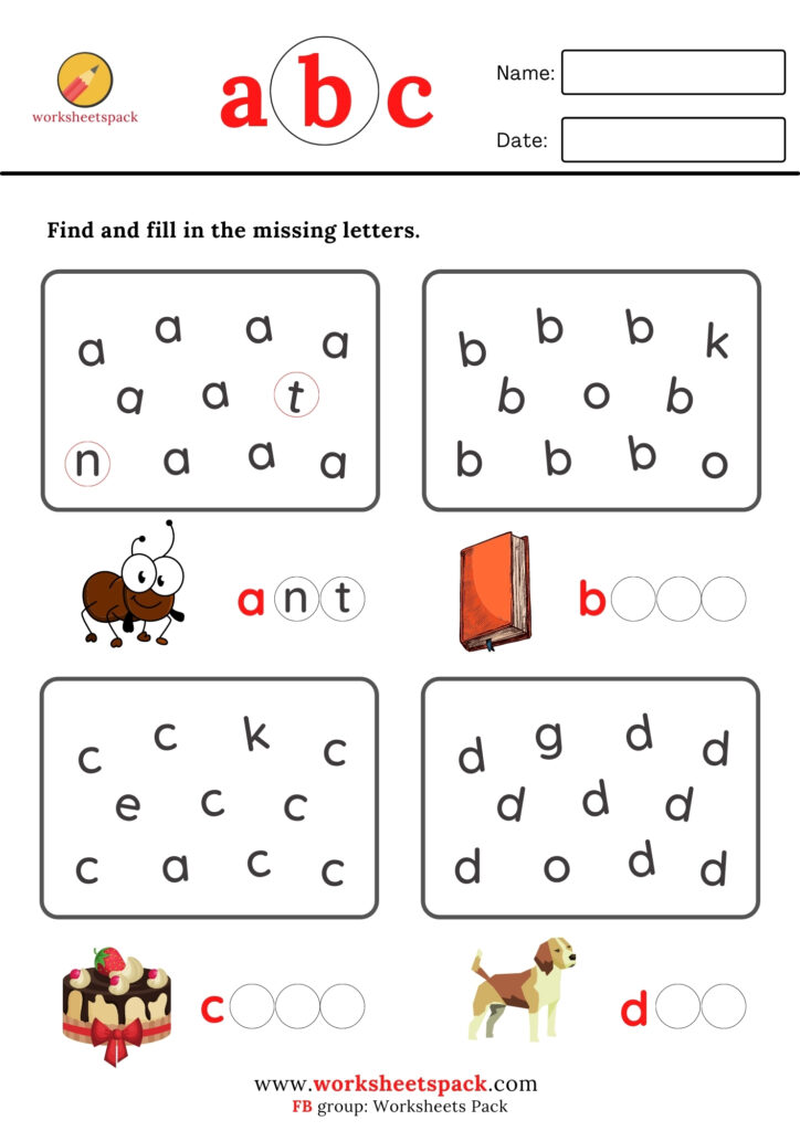 FIND AND FILL IN THE MISSING LETTERS WORKSHEETS