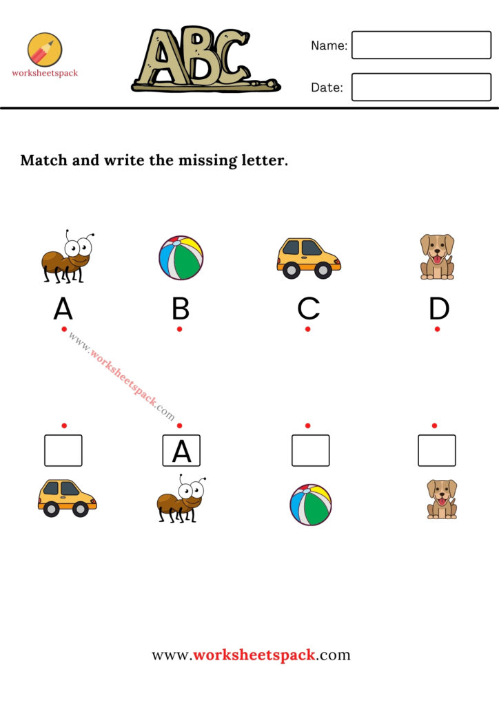 MATCH AND FILL IN THE MISSING LETTER WORKSHEETS