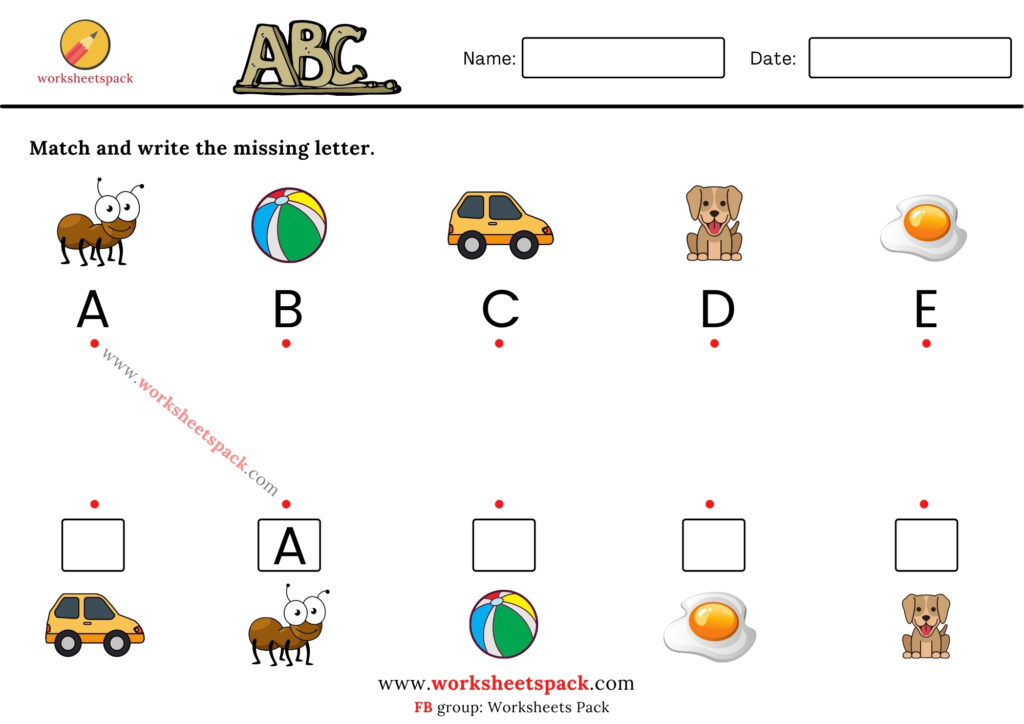 MATCH AND FILL IN THE MISSING LETTER WORKSHEETS