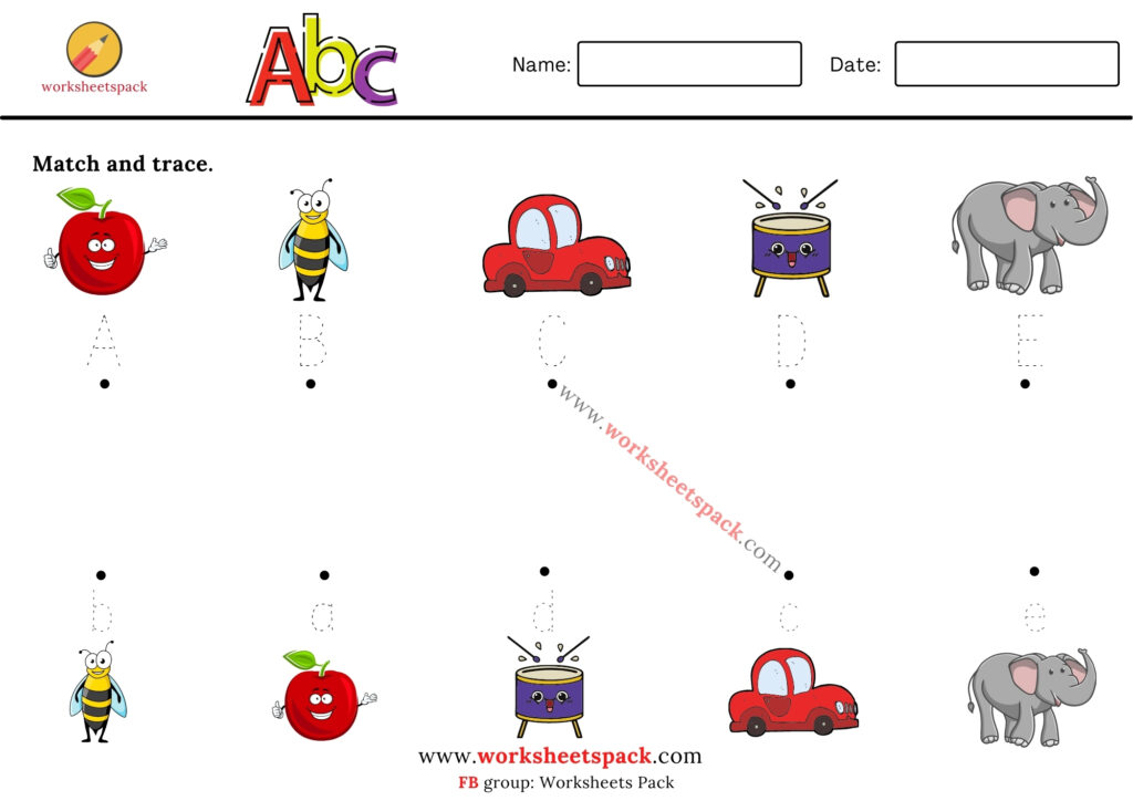 MATCH AND TRACE THE LETTERS WORKSHEETS PACK