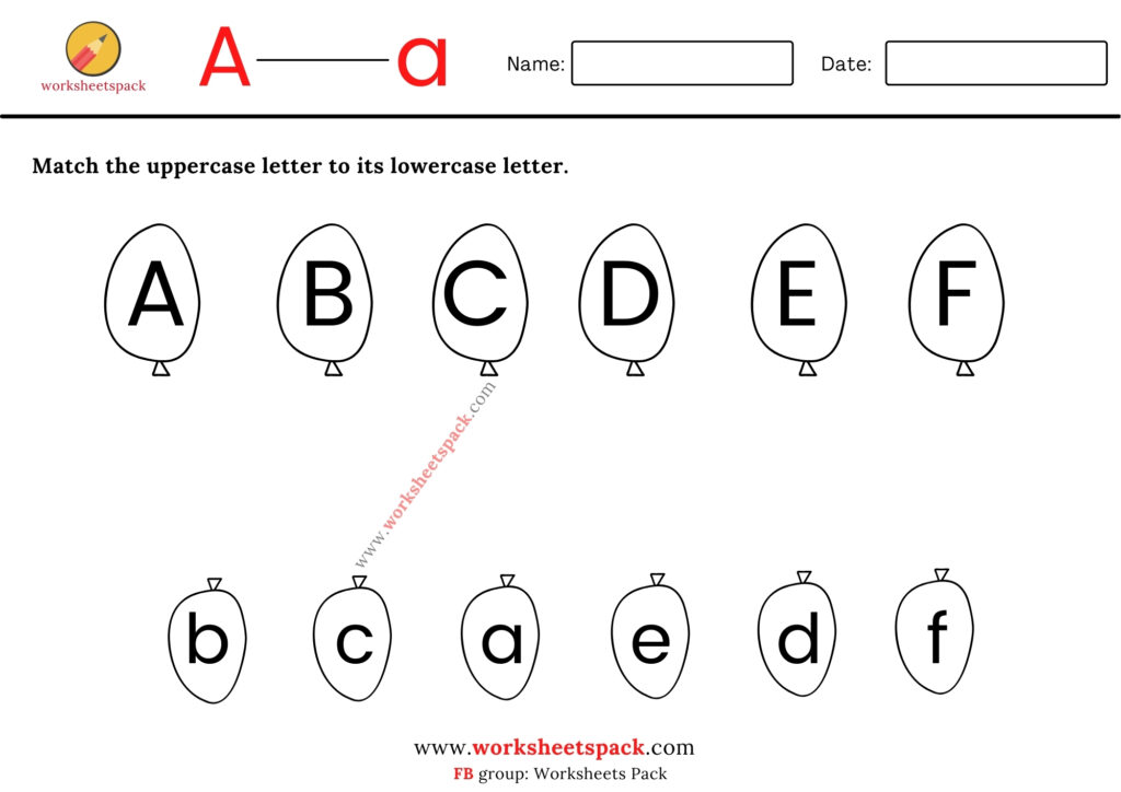 MATCH THE LETTERS WORKSHEETS
