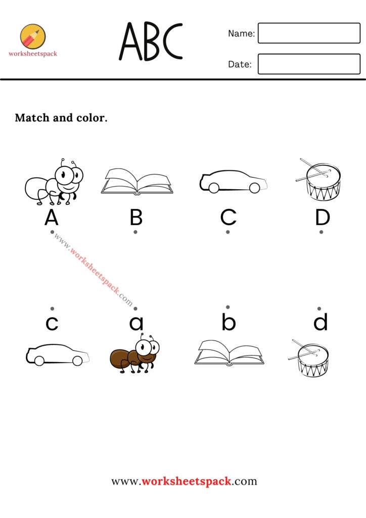 MATCHING UPPER AND LOWERCASE LETTERS WORKSHEETS PDF