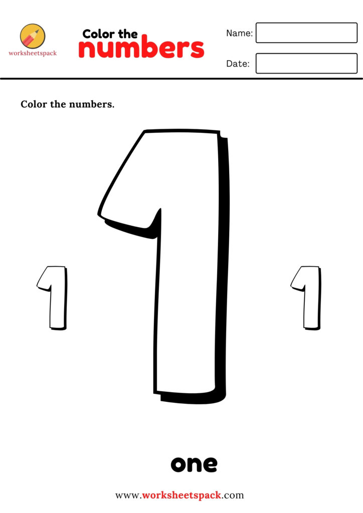 NUMBERS 1-10 COLORING PAGES