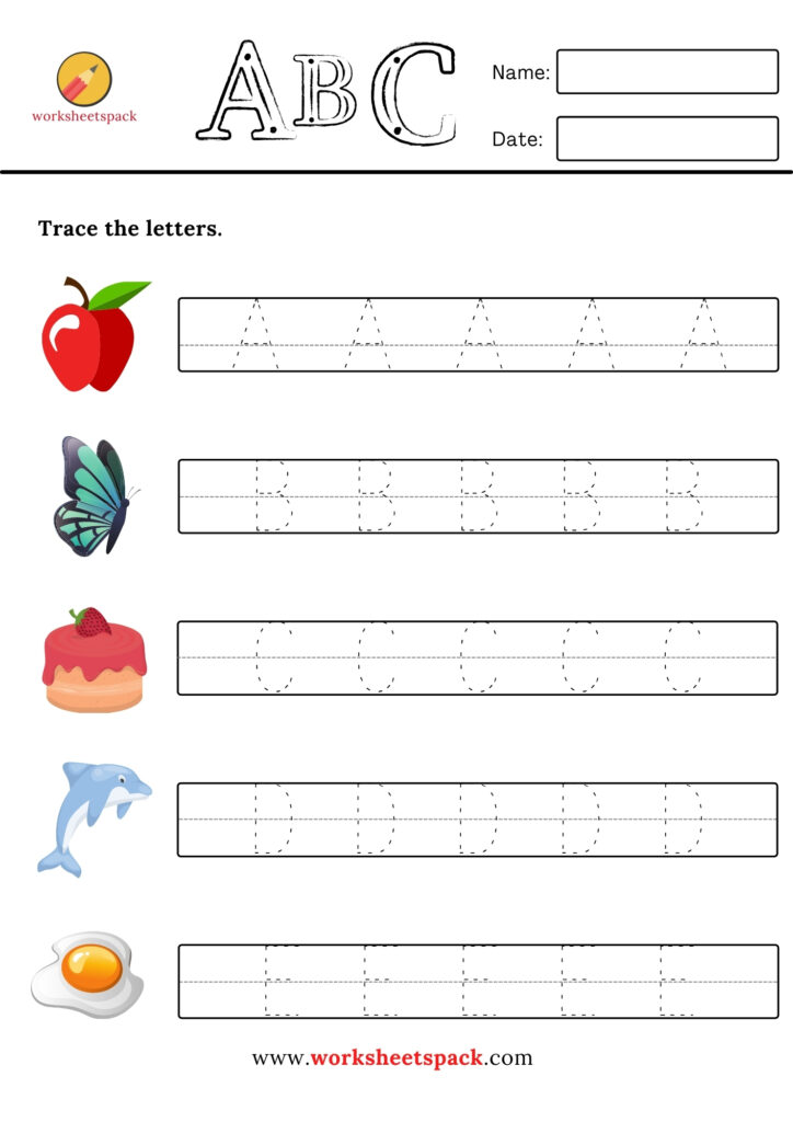 Trace the letters worksheets for kids.