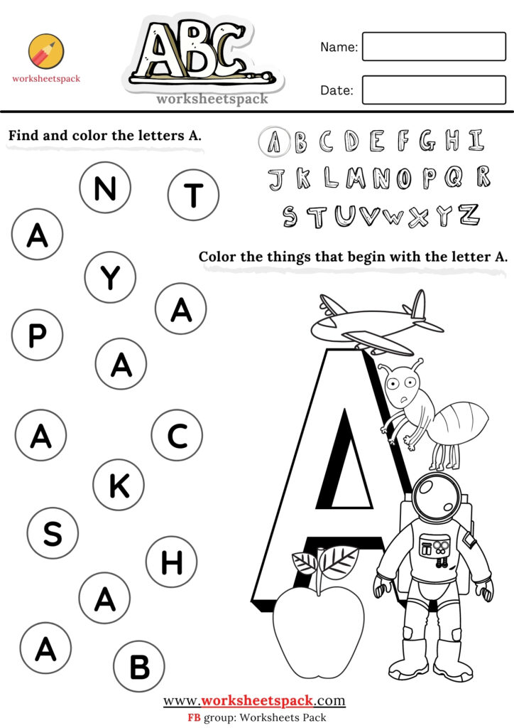 A to Z alphabet coloring pages pdf