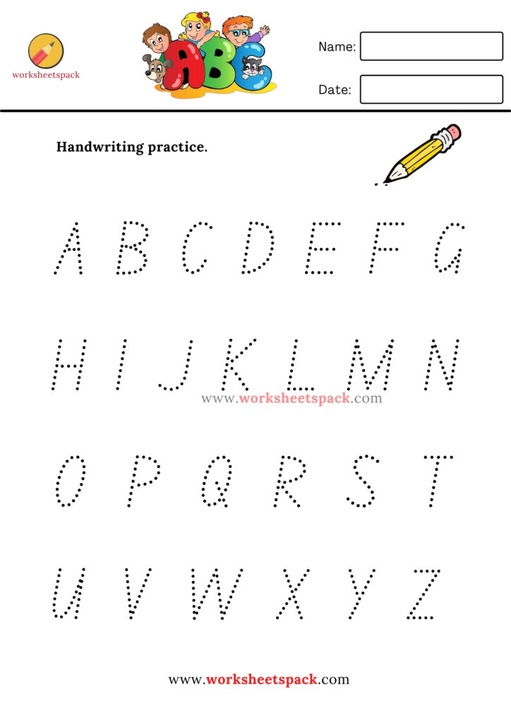 A to Z handwriting practice for kids