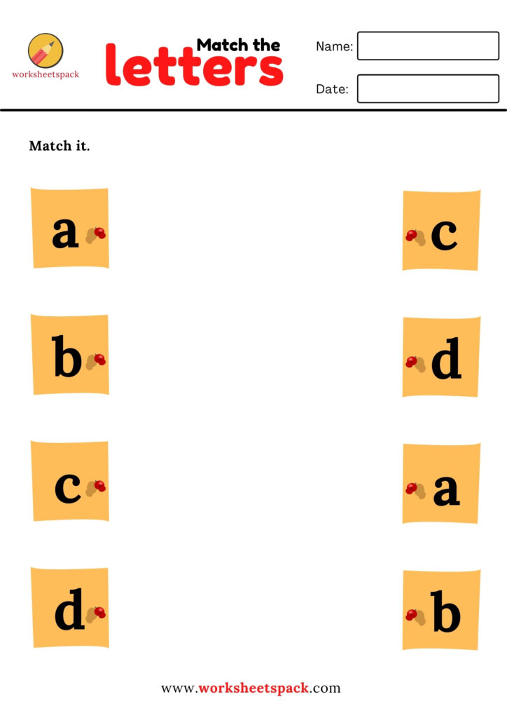 ALPHABET MATCHING WORKSHEETS - LOWERCASE LETTERS