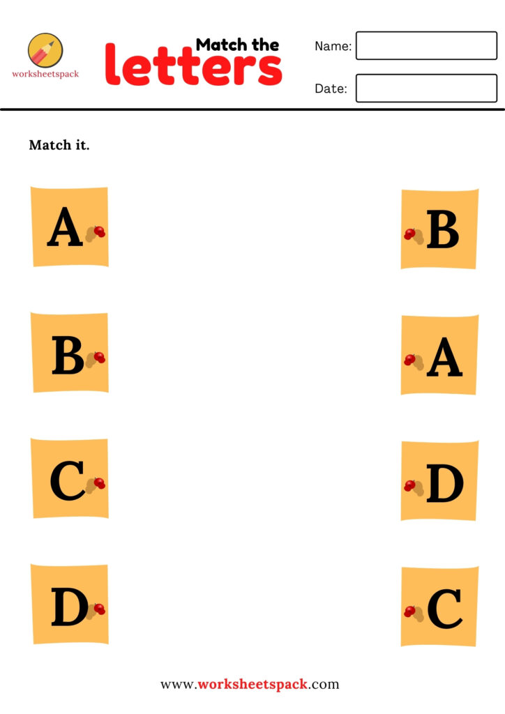 ALPHABET MATCHING WORKSHEETS - UPPERCASE LETTERS