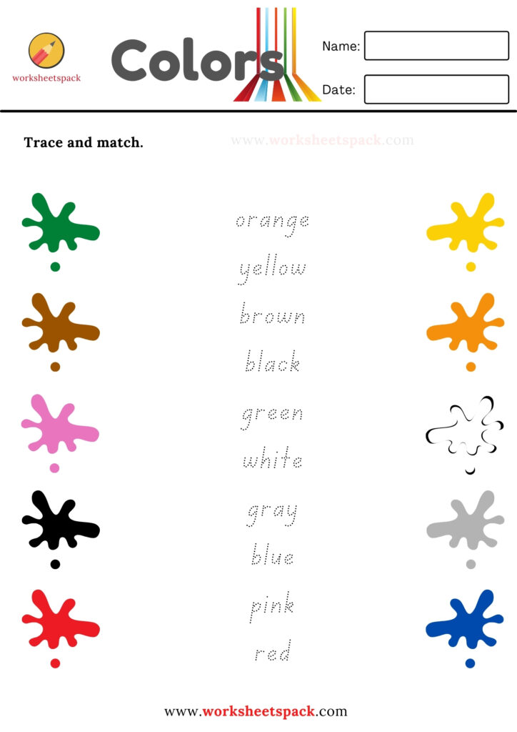 colors worksheets pack