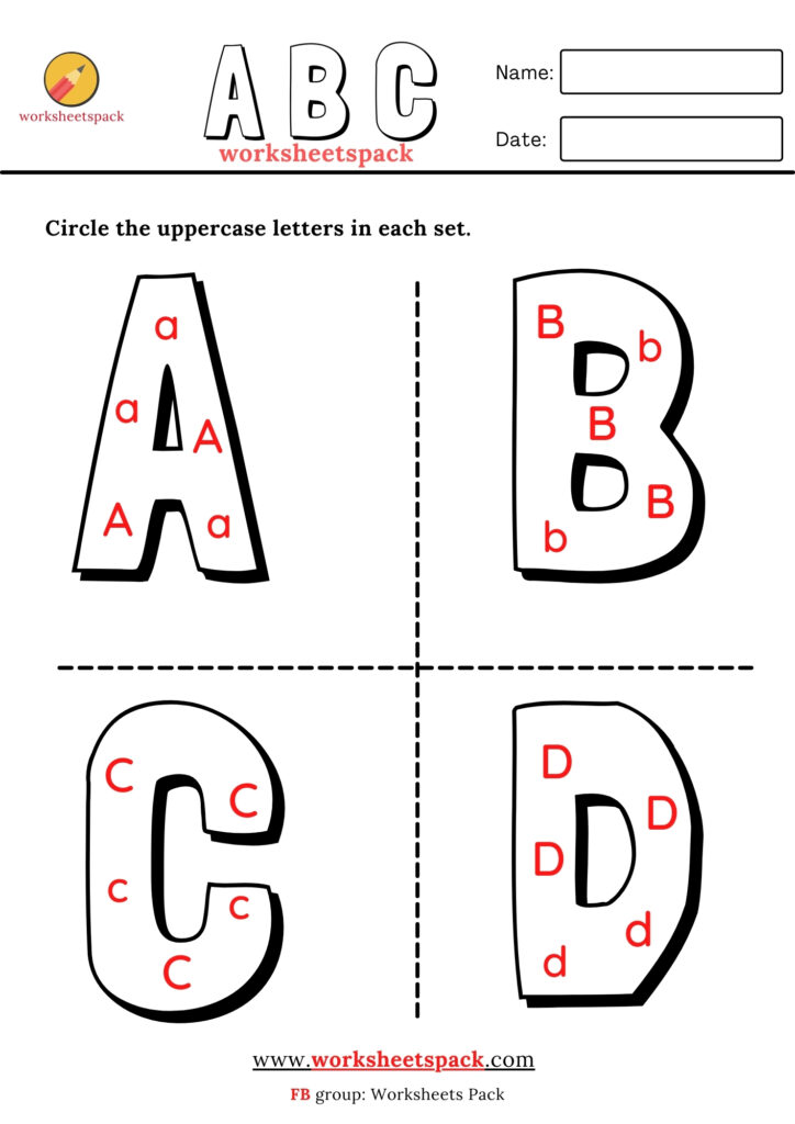 Find and circle the uppercase letters worksheets